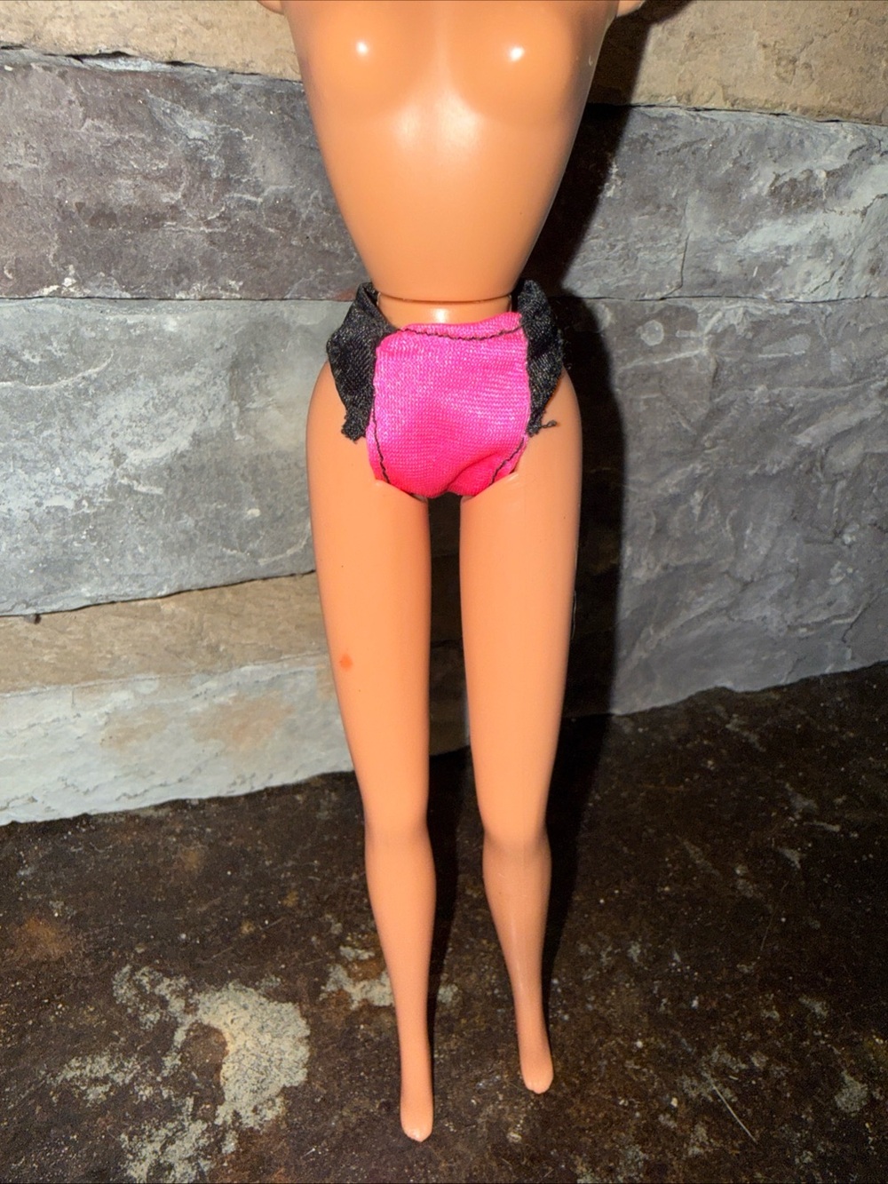 Barbie vintage pink black bikini bottoms